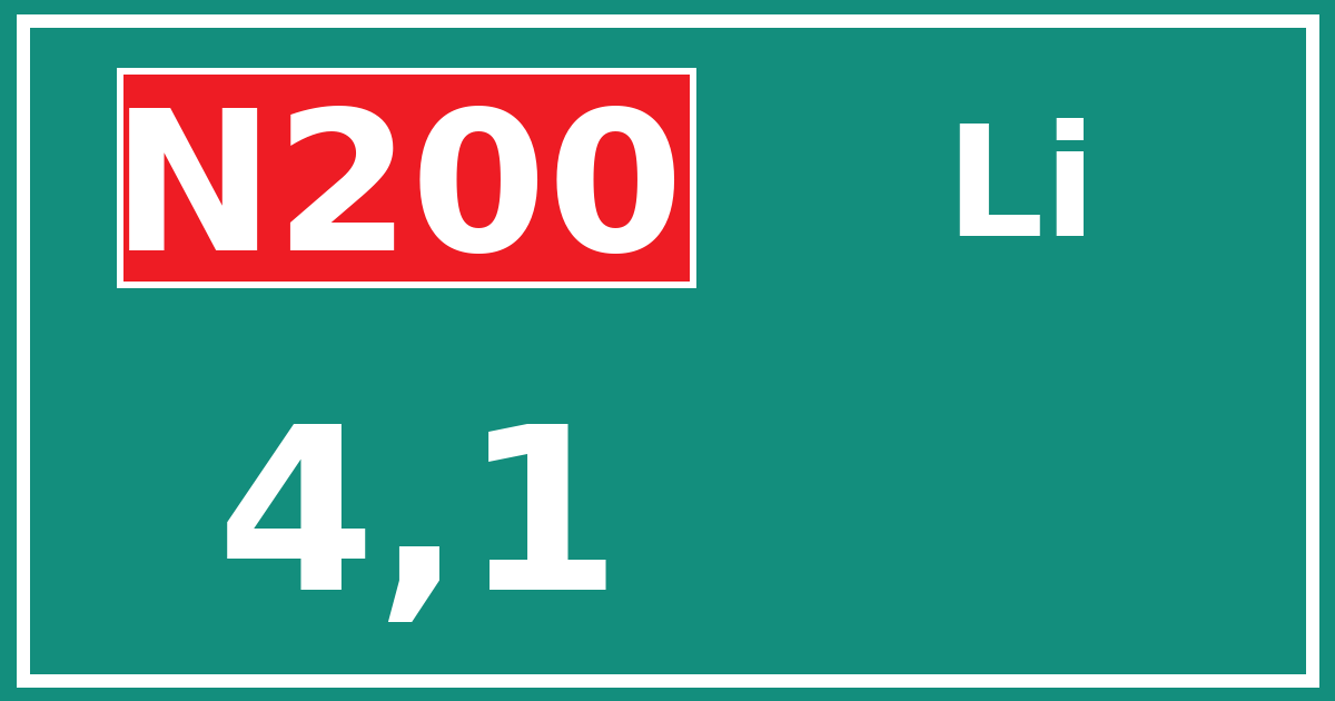 Hectometerbord N200 4,1 zijde Li