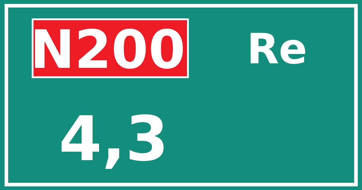 Hectometerbord N200 4,3 zijde Re