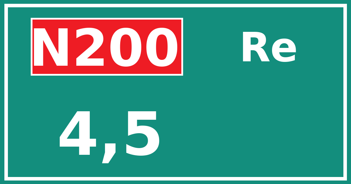 Hectometerbord N200 4,5 zijde Re