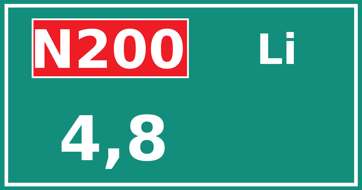Hectometerbord N200 4,8 zijde Li
