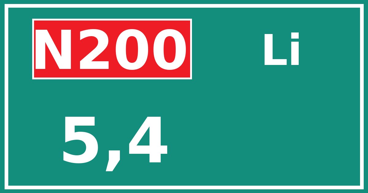 Hectometerbord N200 5,4 zijde Li