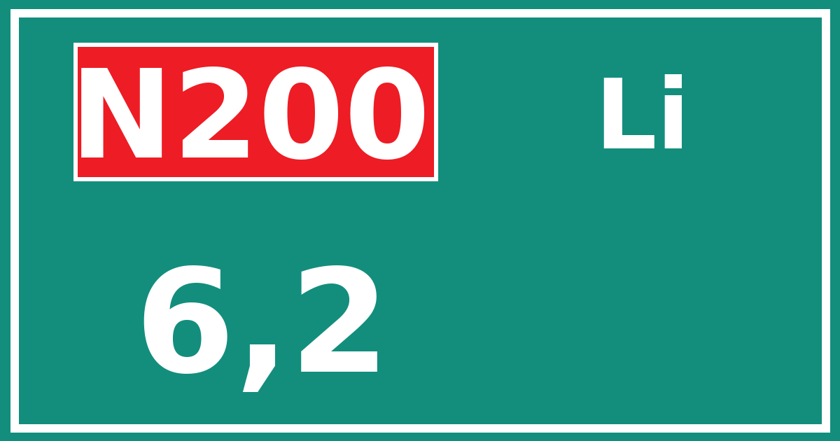 Hectometerbord N200 6,2 zijde Li