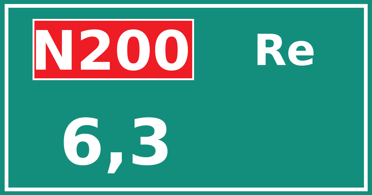 Hectometerbord N200 6,3 zijde Re