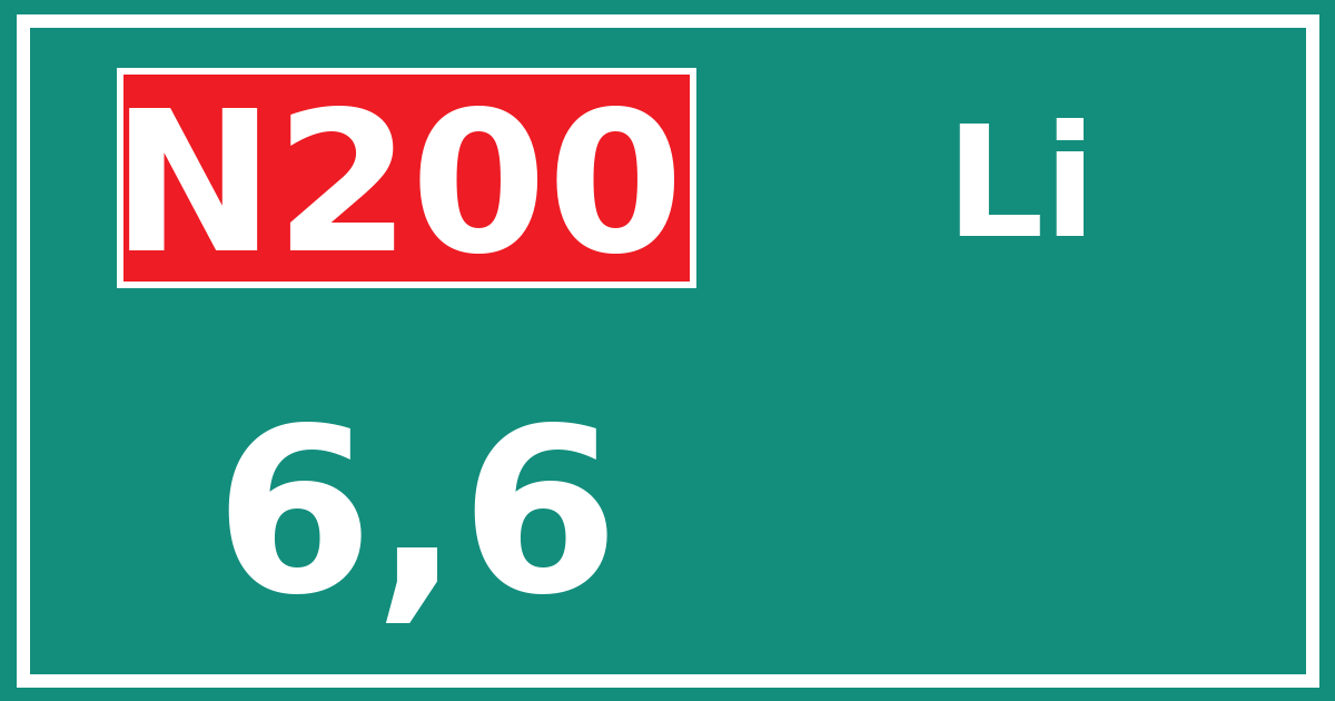 Hectometerbord N200 6,6 zijde Li