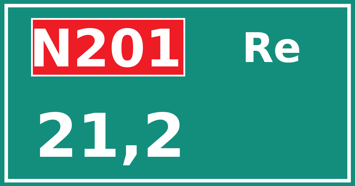 Hectometerbord N201 21,2 zijde Re