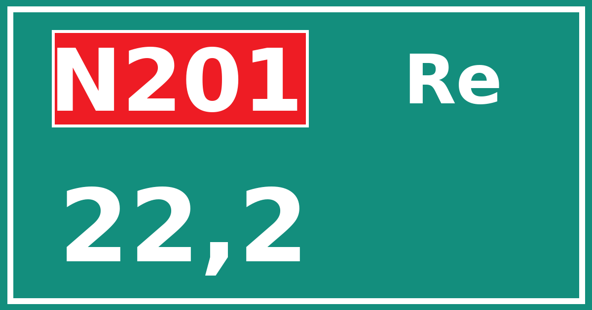 Hectometerbord N201 22,2 zijde Re