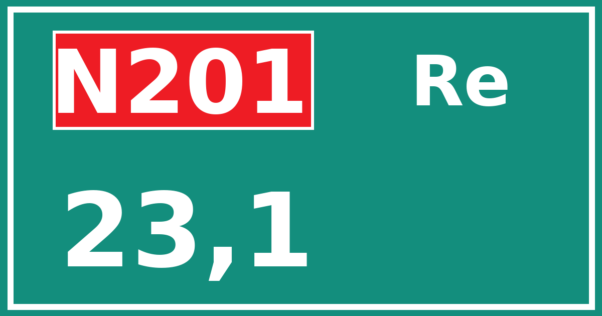 Hectometerbord N201 23,1 zijde Re
