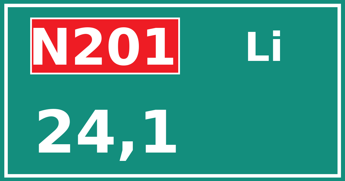 Hectometerbord N201 24,1 zijde Li