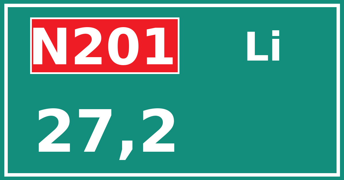 Hectometerbord N201 27,2 zijde Li