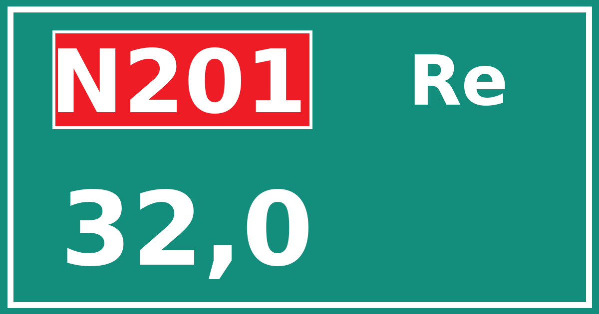 Hectometerbord N201 32,0 zijde Re