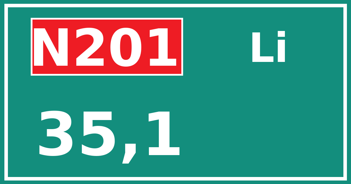 Hectometerbord N201 35,1 zijde Li