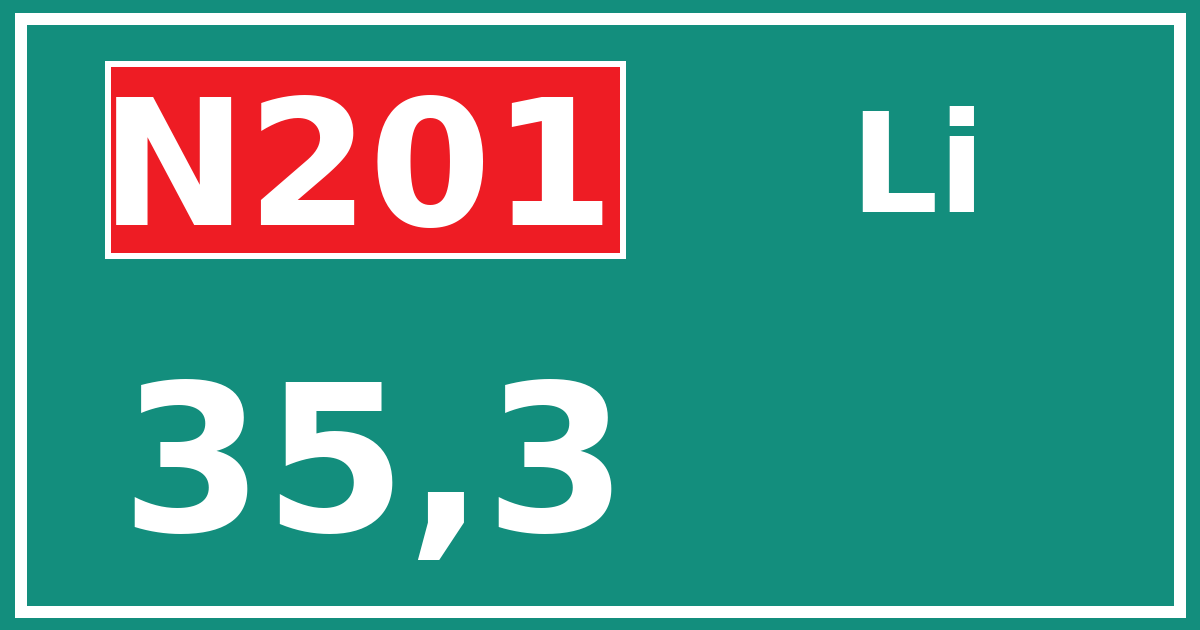 Hectometerbord N201 35,3 zijde Li