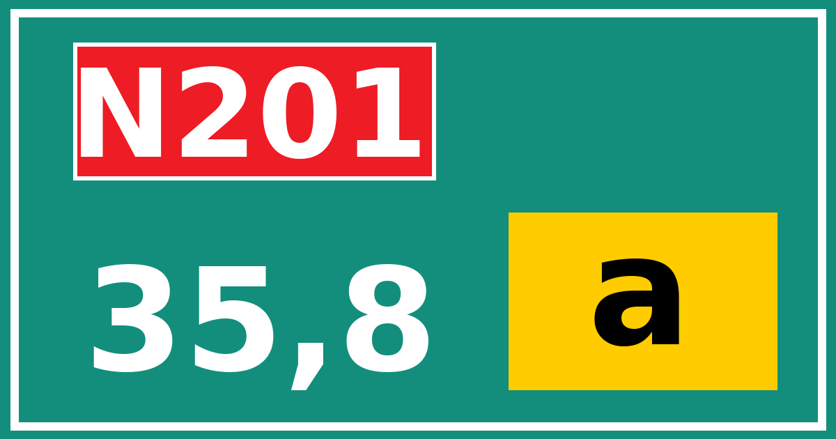 Hectometerbord N201 35,8 letter a