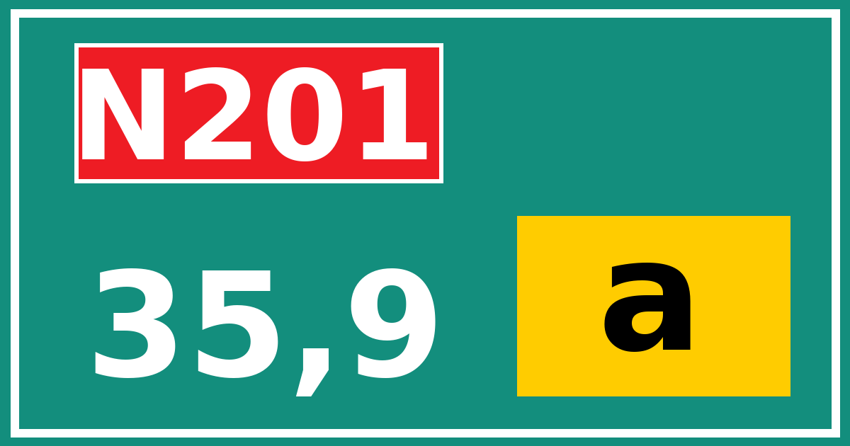 Hectometerbord N201 35,9 letter a