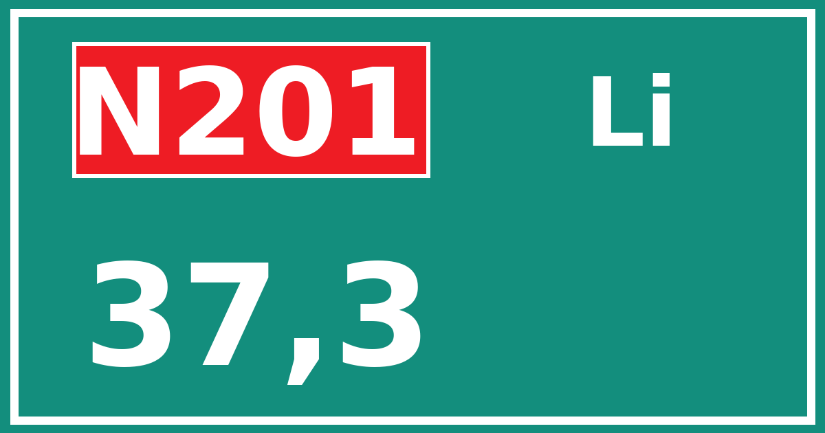 Hectometerbord N201 37,3 zijde Li