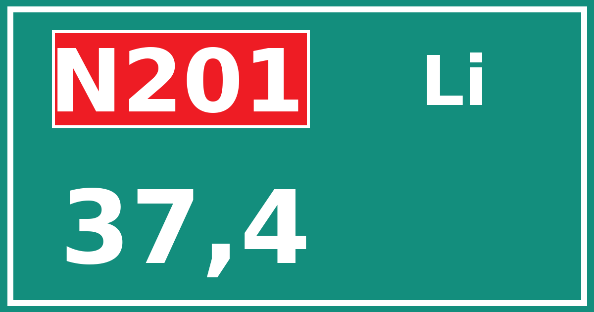 Hectometerbord N201 37,4 zijde Li