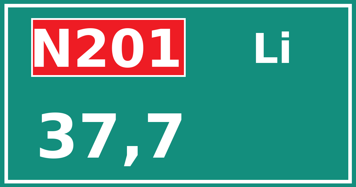 Hectometerbord N201 37,7 zijde Li