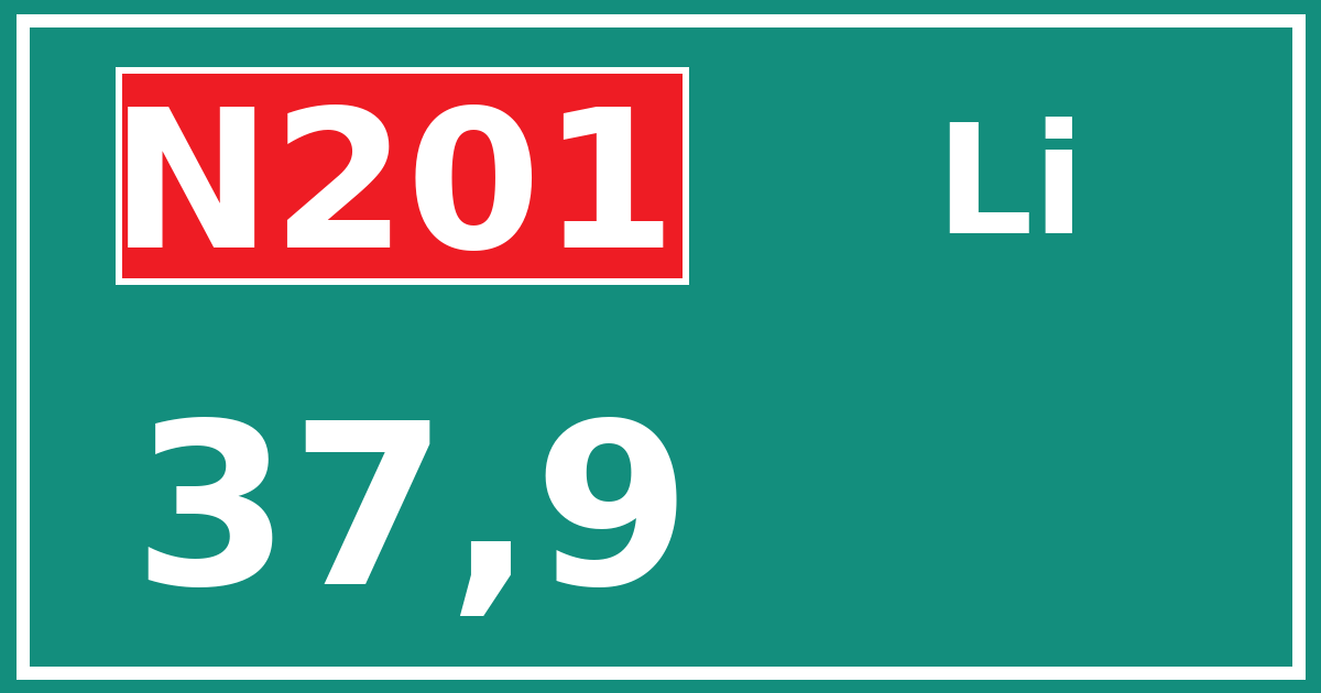 Hectometerbord N201 37,9 zijde Li