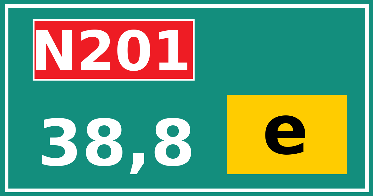 Hectometerbord N201 38,8 letter e
