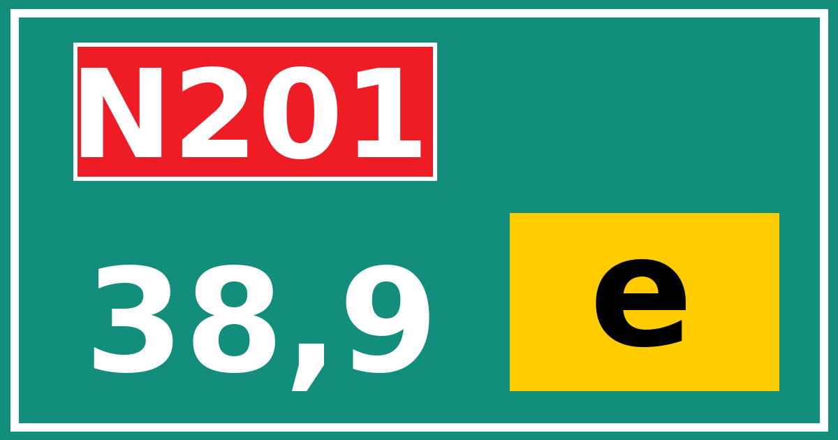 Hectometerbord N201 38,9 letter e