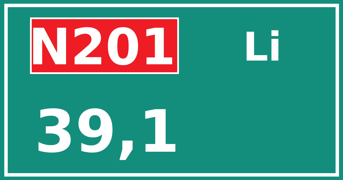 Hectometerbord N201 39,1 zijde Li