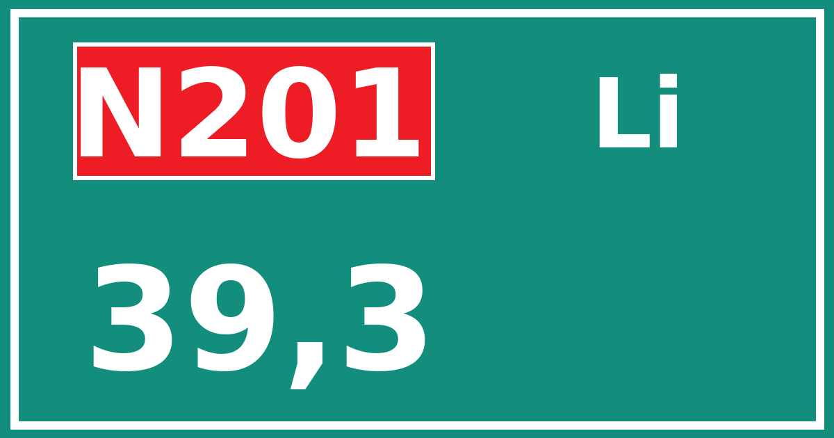 Hectometerbord N201 39,3 zijde Li