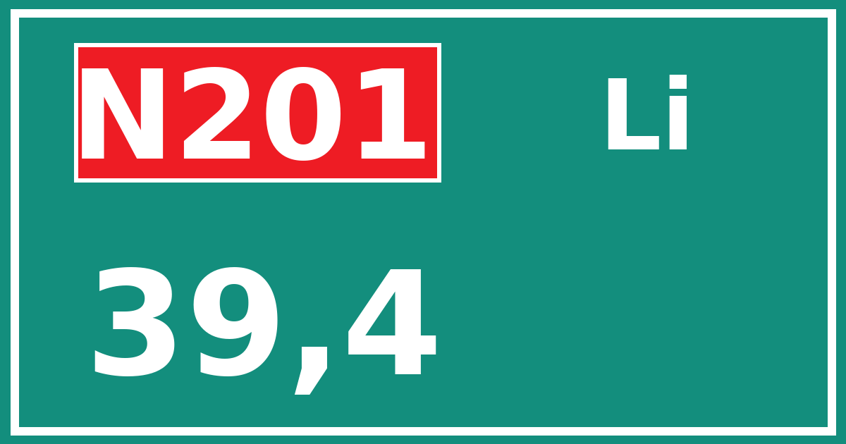 Hectometerbord N201 39,4 zijde Li