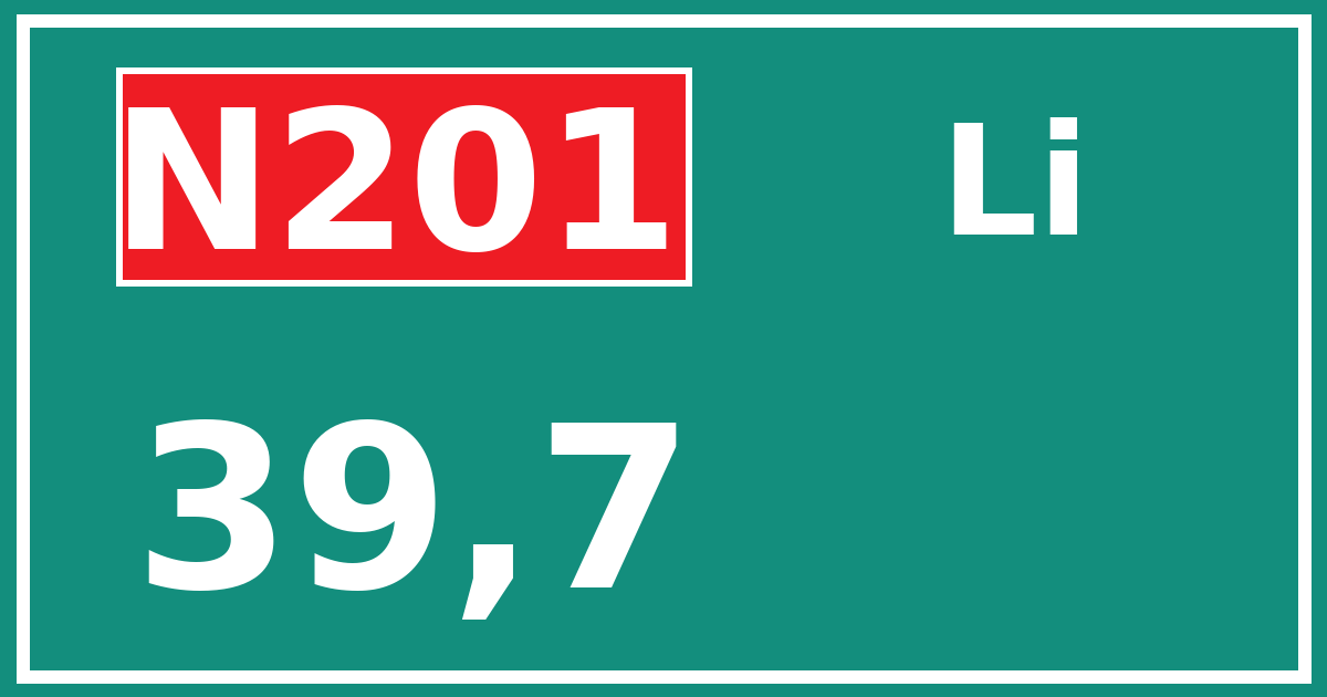 Hectometerbord N201 39,7 zijde Li