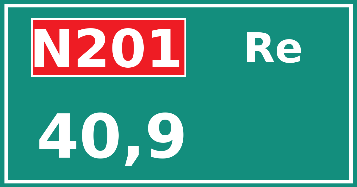Hectometerbord N201 40,9 zijde Re