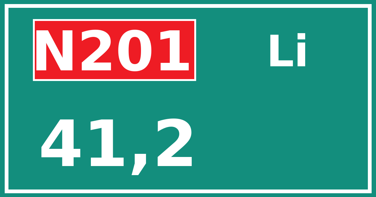 Hectometerbord N201 41,2 zijde Li
