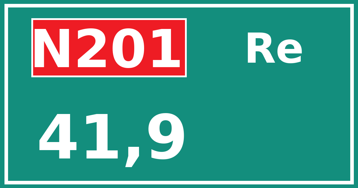 Hectometerbord N201 41,9 zijde Re