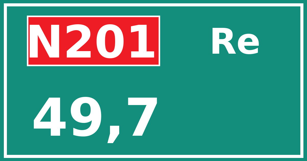 Hectometerbord N201 49,7 zijde Re