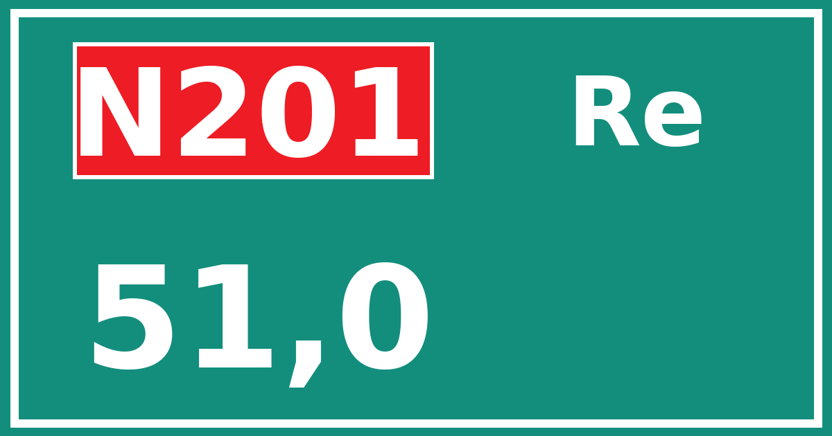 Hectometerbord N201 51,0 zijde Re