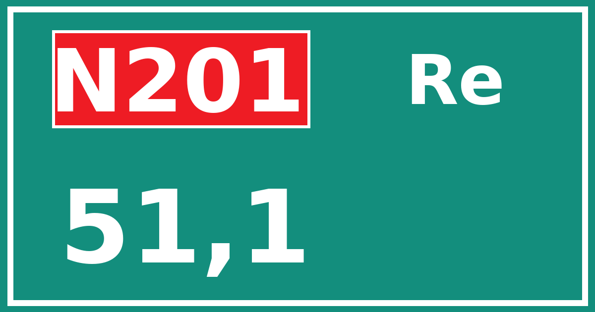 Hectometerbord N201 51,1 zijde Re