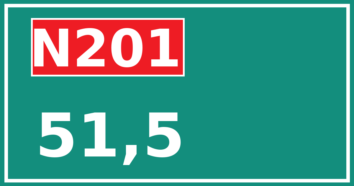 Hectometerbord N201 51,5