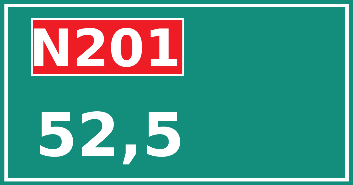 Hectometerbord N201 52,5