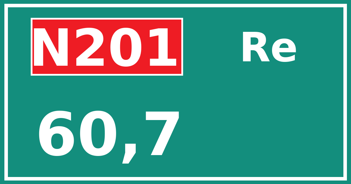 Hectometerbord N201 60,7 zijde Re
