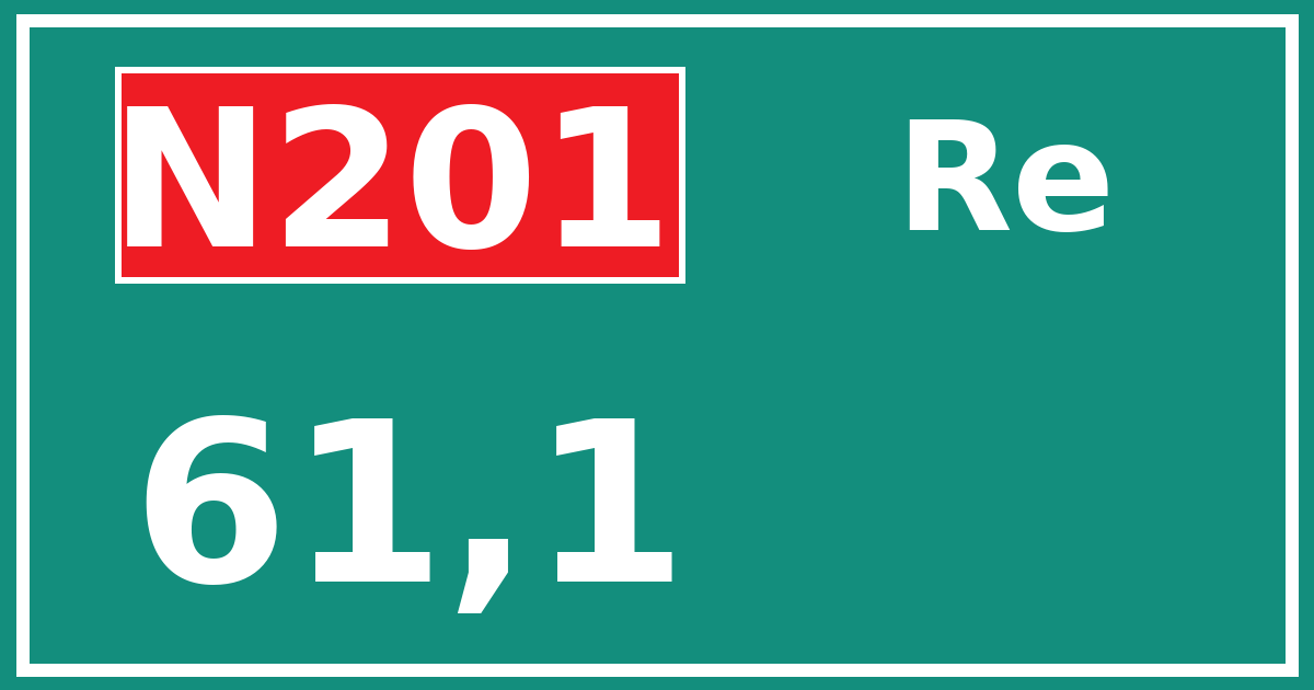 Hectometerbord N201 61,1 zijde Re
