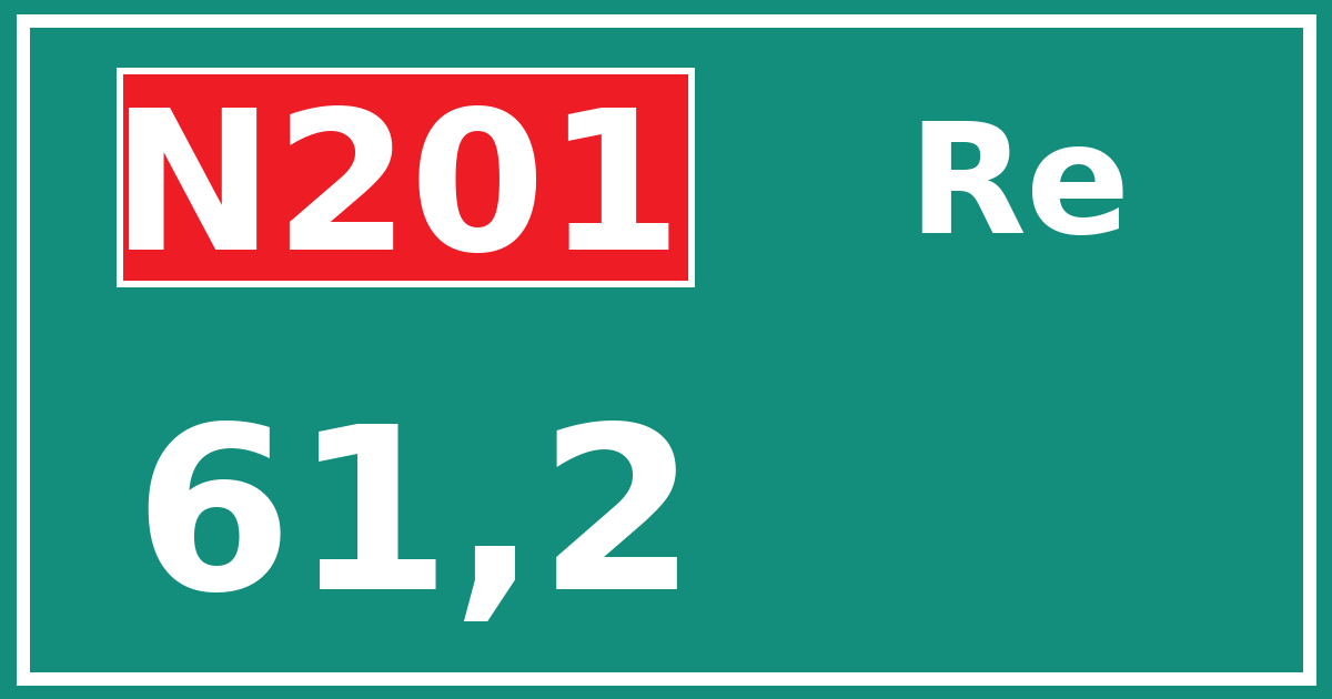 Hectometerbord N201 61,2 zijde Re