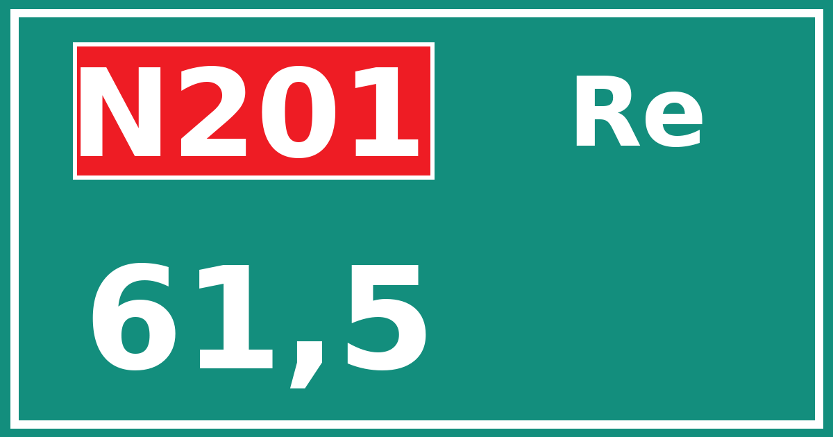 Hectometerbord N201 61,5 zijde Re