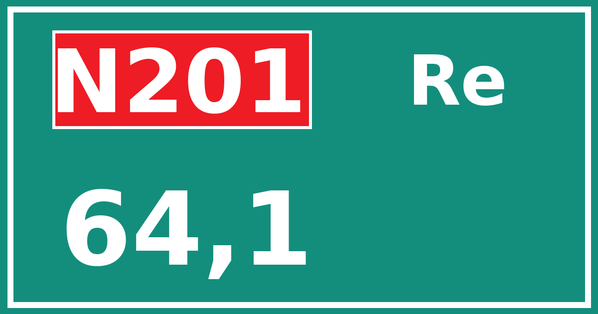 Hectometerbord N201 64,1 zijde Re