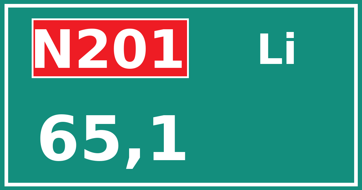 Hectometerbord N201 65,1 zijde Li