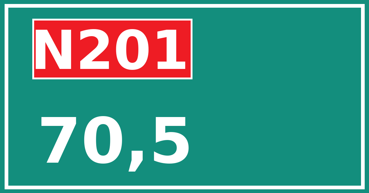 Hectometerbord N201 70,5