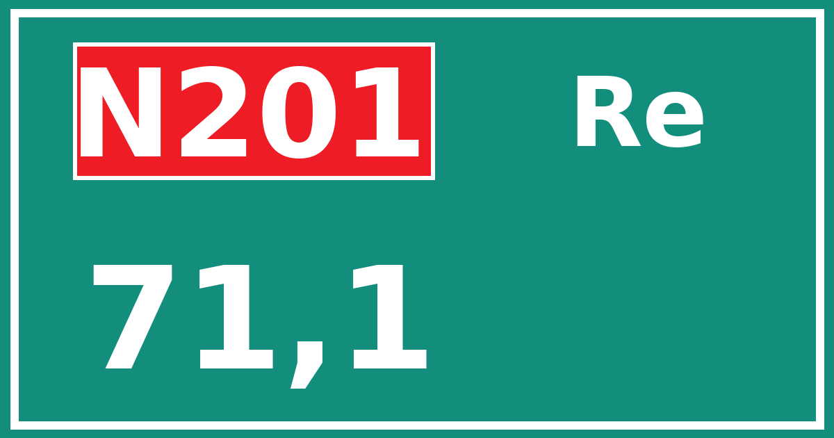 Hectometerbord N201 71,1 zijde Re