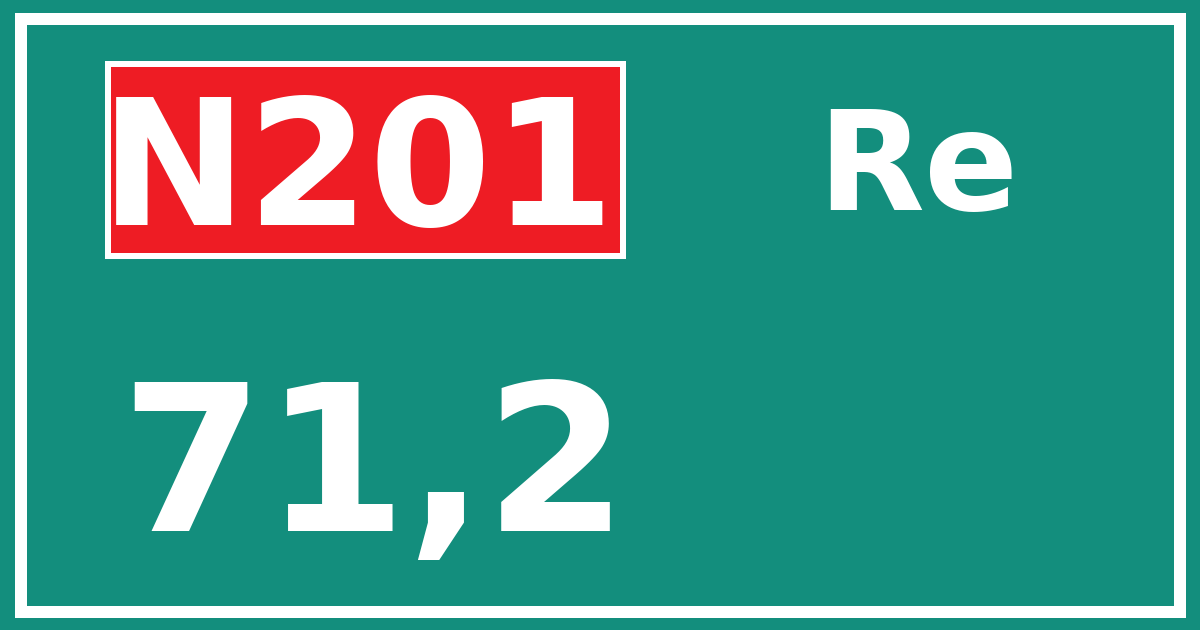 Hectometerbord N201 71,2 zijde Re