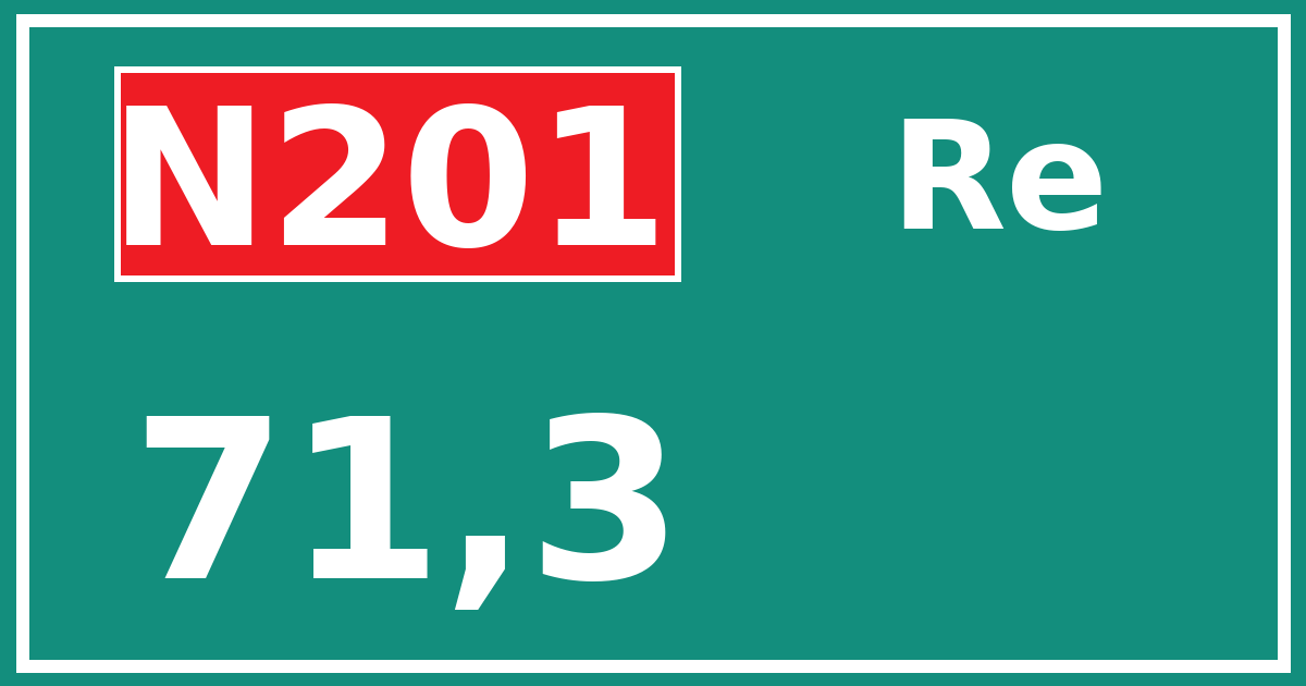 Hectometerbord N201 71,3 zijde Re