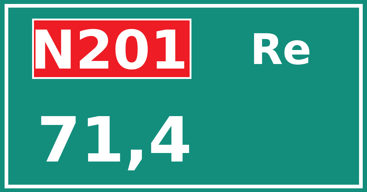 Hectometerbord N201 71,4 zijde Re