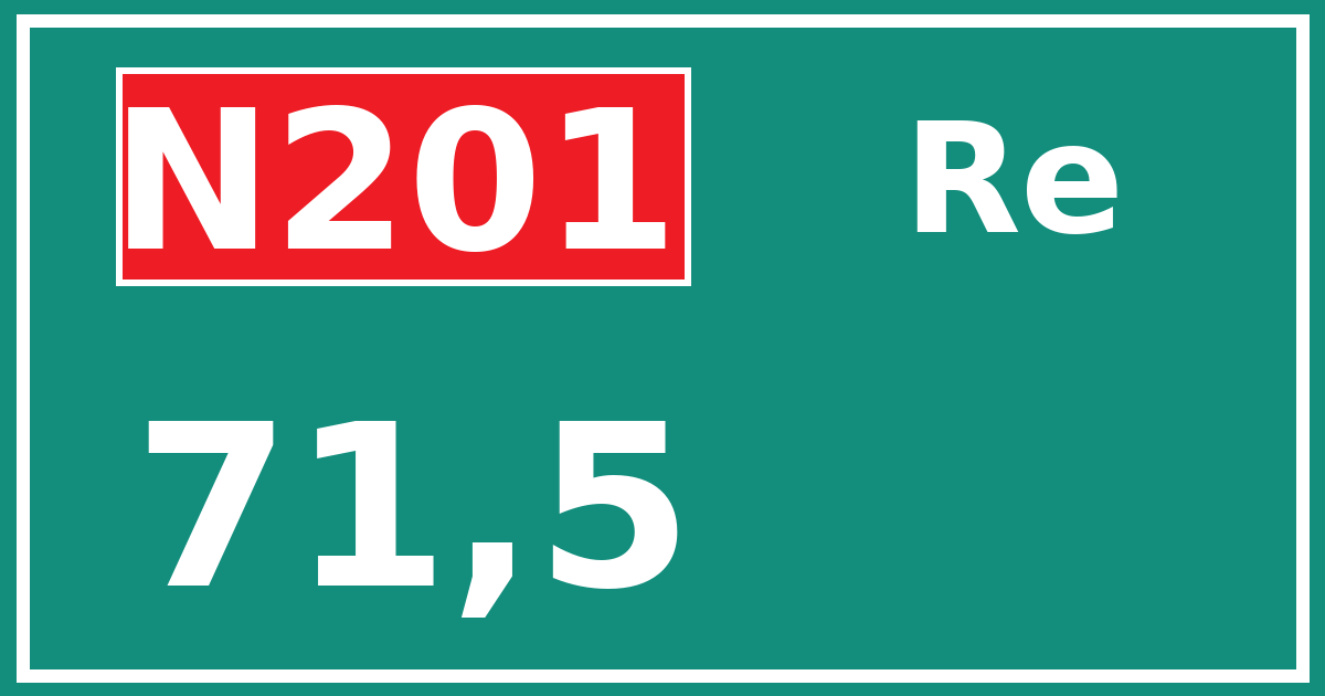 Hectometerbord N201 71,5 zijde Re
