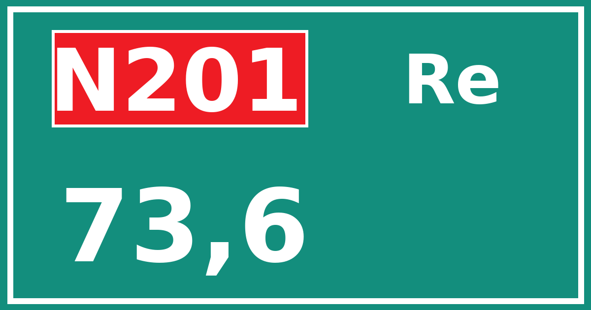 Hectometerbord N201 73,6 zijde Re