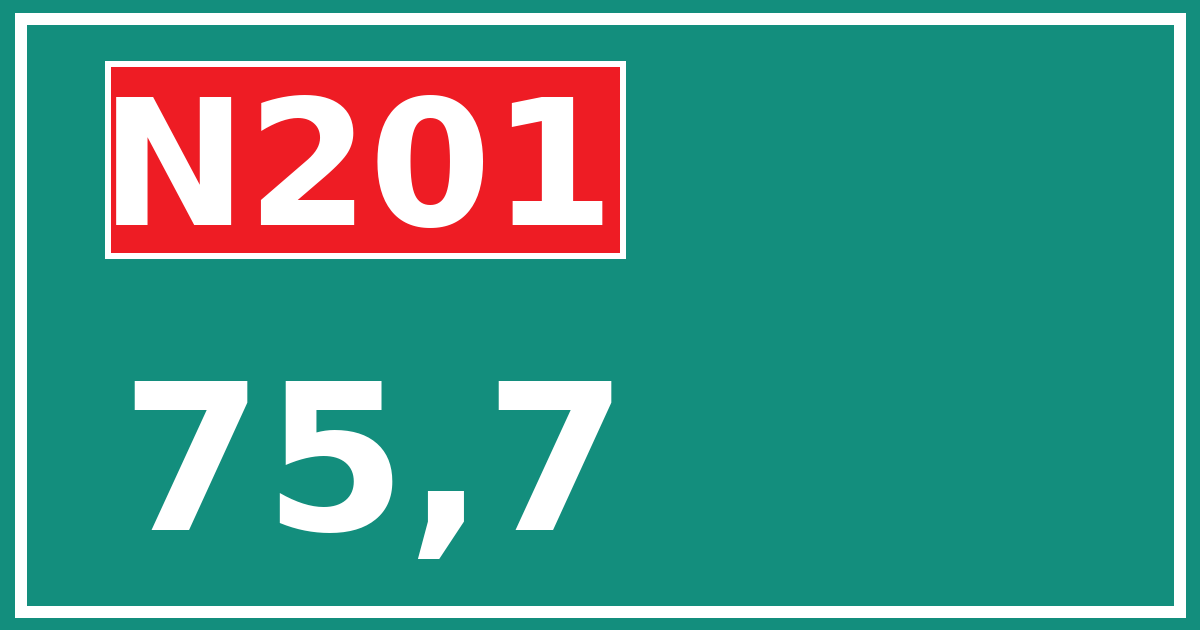 Hectometerbord N201 75,7